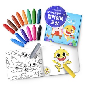 아띠래빗 손에 묻지 않는 스케치북 크레용 세트 핑크퐁 아기상어