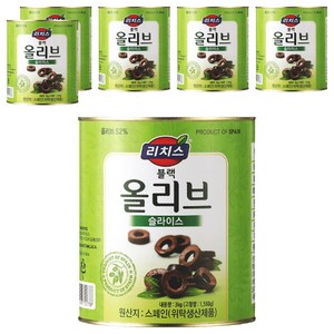 동서 리치스 슬라이스 블랙 올리브, 3kg, 6개