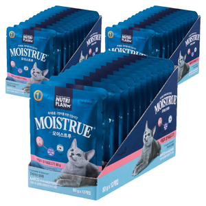 동원뉴트리플랜 고양이 모이스트루 주식파우치, 혼합맛(참치/닭고기..., 80g, 3개