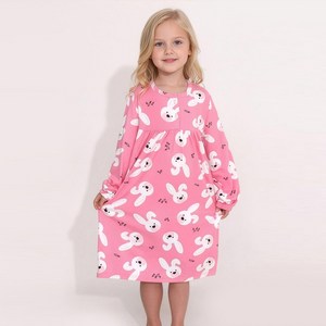 프리미에팜 여아용 래빗 피치기모 원피스 잠옷