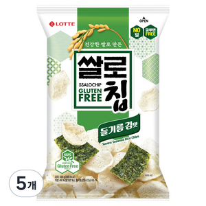 롯데웰푸드 쌀로칩 들기름 김맛, 100g, 5개