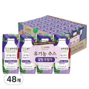 상하목장 유기농 주스 사과블루베리케일, 125ml, 48개