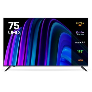이노스 4K UHD LED TV, 190cm(75인치), 일반TV, 무타공 벽걸이형(추가비용발생), 방문설치