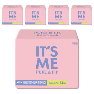 잇츠미 퓨어앤핏 생리대 날개형, 중형, 12개입, 5개