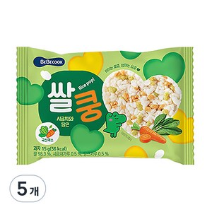 베베쿡 쌀쿵 쌀과자, 시금치, 당근 혼합맛, 15g, 5개