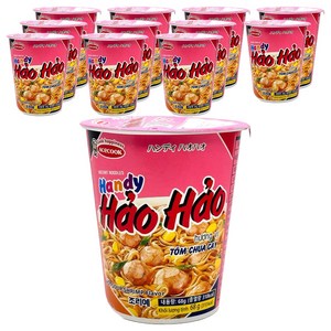 하오하오 에이스쿡 핑크 컵라면 새우맛 68g, 12개