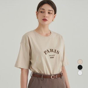 ELLE PARIS 여성용 통기성 루즈핏 파리 프린트 반팔 티셔츠