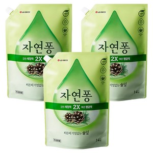 [비건라이프] 자연퐁 찌든때 걱정없는 솔잎 주방세제 파우치형, 1.18L, 3개
