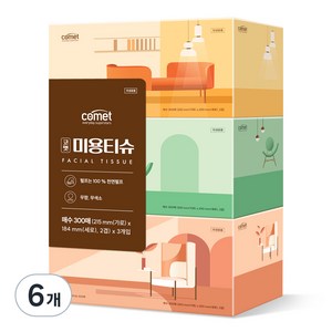 코멧 천연펄프 미용티슈, 300매, 6개