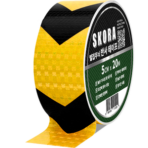 스코라 벌집무늬 반사 테이프, 5cm x 20m, 옐로우블랙, 1개