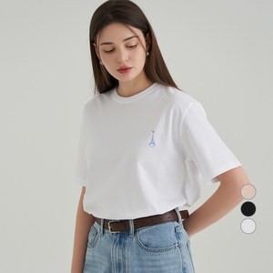 ELLE PARIS 여성용 통기성 에펠 프린트 반팔 티셔츠