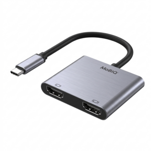 모비큐 2포트 C타입 4K HDMI 듀얼 모니터 멀티 USB 허브 EM-2HP