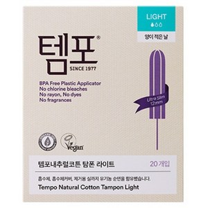 템포 내추럴코튼 탐폰, 라이트, 20개입, 1개