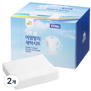 코멧 홈 이염방지 세탁시트, 100개입, 2개