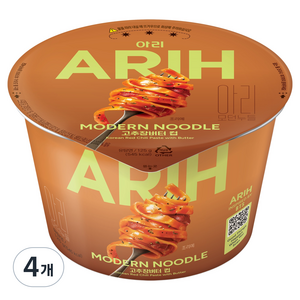 팔도 아리 모던누들 고추장버터컵 125g, 4개