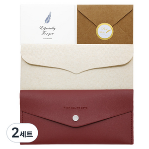 리드홈 안토니오 가죽 용돈지갑 + 메세지카드 + 용돈봉투 세트, 버건디, 2세트