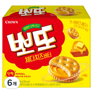 크라운 뽀또 체다치즈버터 비스킷, 139g, 6개