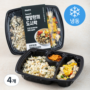 오늘한끼 시래기표고밥 깻잎맛 닭가슴살큐브 도시락 (냉동), 210g, 4개