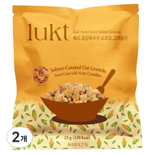 룩트 초당옥수수 소보로 그래놀라, 25g, 2개