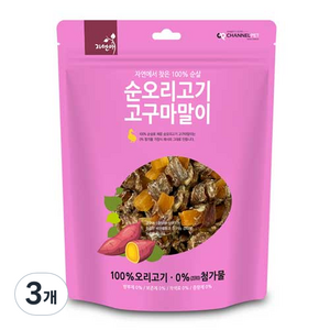 자연애채널펫 순 오리고기 고구마말이 져키 강아지 간식, 오리 + 고구마 혼합맛, 300g, 3개