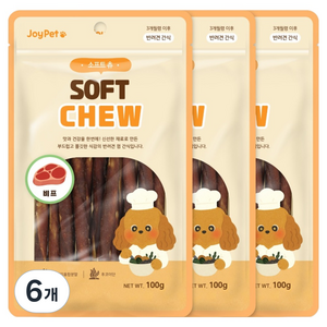 조이펫 강아지 소프트 츄 간식, 비프, 100g, 6개