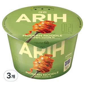 팔도 아리 모던누들 김볶음면 오리지널 컵 125g, 3개