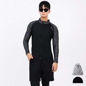 아쿠아티카 남성용 집업 래쉬가드 + 레깅스 반바지 AQAMAQ-PL + 스판수모 3종 세트