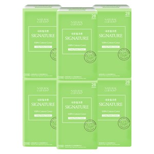 내츄럴코튼 시그니처 표준형 팬티라이너, 롱, 28개입, 6개