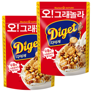 마켓오네이처 오 그래놀라 다이제 시리얼, 300g, 2개