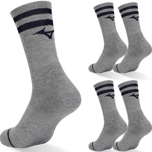 미즈노 리버스 더블 쿠션 크루 양말, M, 그레이, 5개