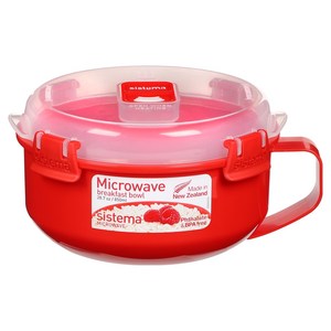 시스테마 전자레인지용 브랙퍼스트 핸들 멀티 찜기 850ml, 레드, 1개