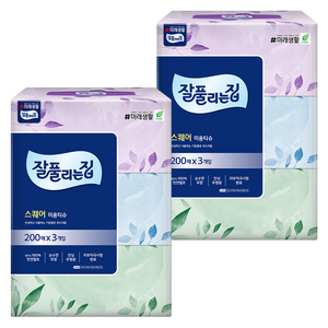 잘풀리는집 스퀘어 천연펄프 미용티슈 2겹, 200매, 6개