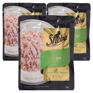 쉬바 1세 이상 고양이 주식 파우치, 참치, 70g, 3개