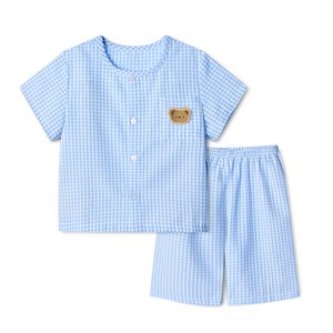 유니프랜드 아동용 체크베어 시어써커 5부 잠옷 상하의 세트