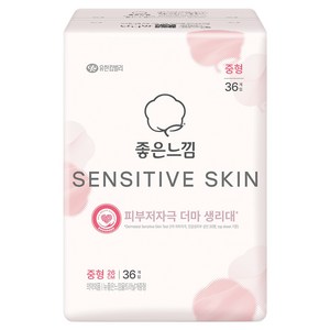 좋은느낌 센서티브스킨 생리대 날개형, 중형, 36개입, 1개