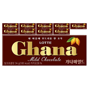 가나 마일드 밀크초콜릿, 34g, 10개