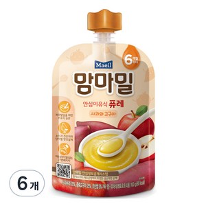 맘마밀 안심 이유식 퓨레 6개월부터, 사과와 고구마, 100g, 6개