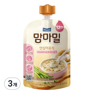 맘마밀 안심 이유식 12개월부터 100g, 3개, 아스파라거스와 닭가슴살