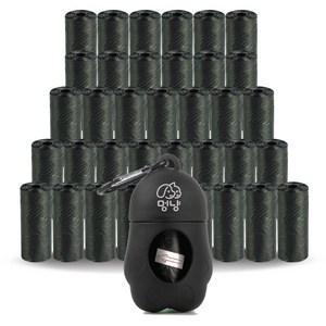 멍냥 반려동물 휴대용 배변봉투 케이스 + 리필봉투, 블랙, 735개입, 1개