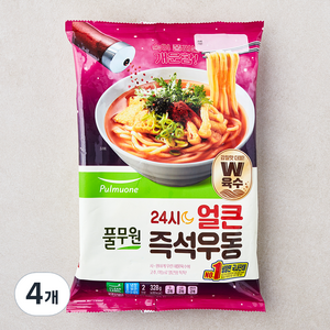 풀무원 24시 얼큰 즉석우동 2인분, 328g, 4개