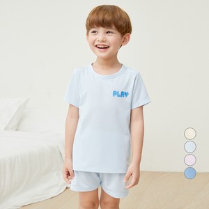 롤리트리 아동 폴리 메쉬 스판 솔리드 포인트 반팔 실내복 상하세트