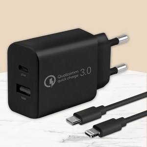 모잇 퀄컴 공식인증 QC 3.0 PD25W 2포트 PPS 초고속충전기 + 8핀 라이트닝 아이폰 케이블