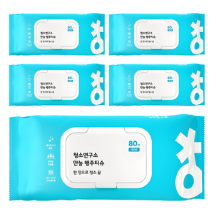 청소연구소 살균소독 만능 행주 티슈, 80개입, 5개