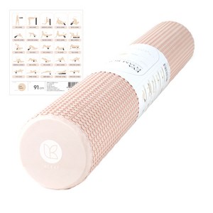 아리프 EVA 소프트 폼롤러 + 운동 가이드 포스터, 페일피치, 15 x 91 cm, 1개