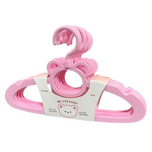 톨스토이 곰돌이 회전형 아동옷걸이, 핑크, 10개