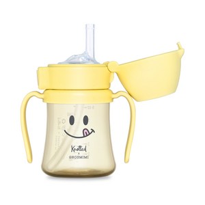 그로미미 노티드 PPSU 유아용 빨대컵 1단계, 200ml, 스마일, 1개