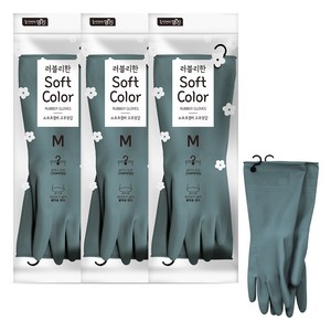 명진 소프트컬러 고무장갑, 다크그린, 중(M), 3세트