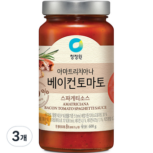 청정원 아마트리치아나 베이컨 토마토 스파게티소스, 600g, 3개