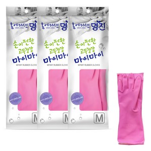 명진 손이편한 마이마이 고무장갑, 분홍, 중(M), 3세트