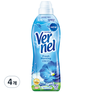 버넬 섬유유연제 프레쉬 모닝 본품, 900ml, 4개